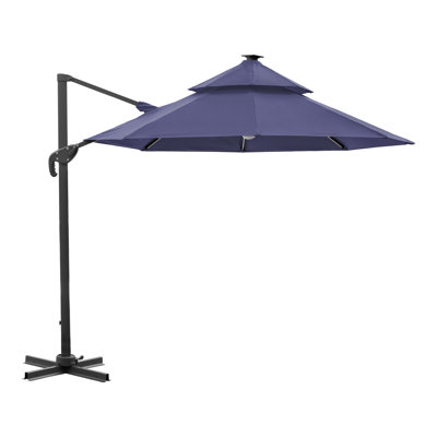 Parasol en porte-à-faux éclairé avec manivelle 118 po Giselle