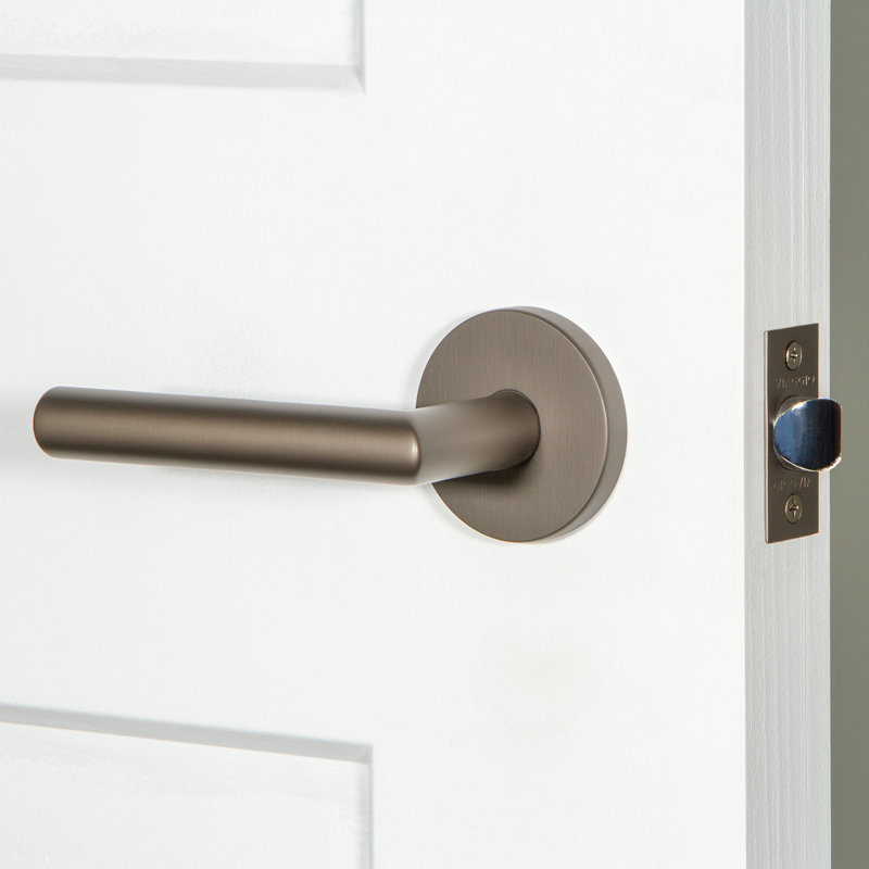 Viaggio Circolo Rosette Privacy (Bed & Bath) with Moderno Lever, Left, 2.375", Titanium Gray
