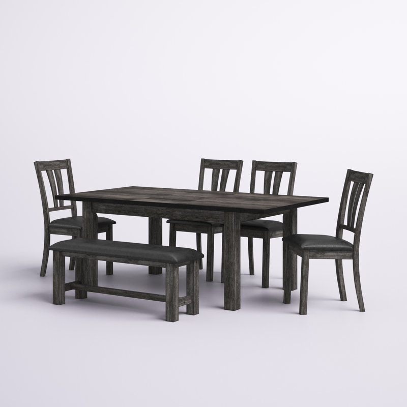 Ensemble de salle à manger extensible en bois d'hévéa 7 pièces Katarina