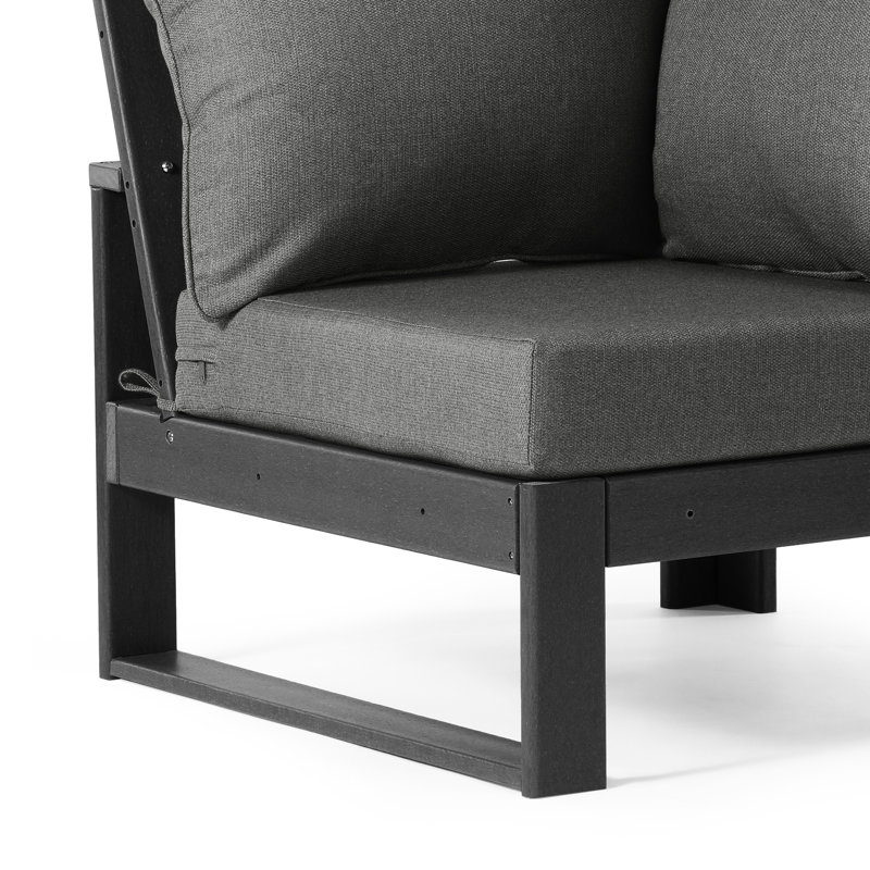 Patio Deep Seating Corner Chair With Frame, Gray, Gray