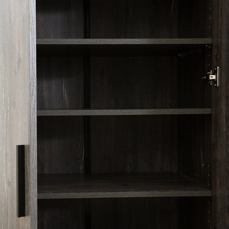 Farmhouse Shoe Cabinet with Six Shelves , Rustic Gray