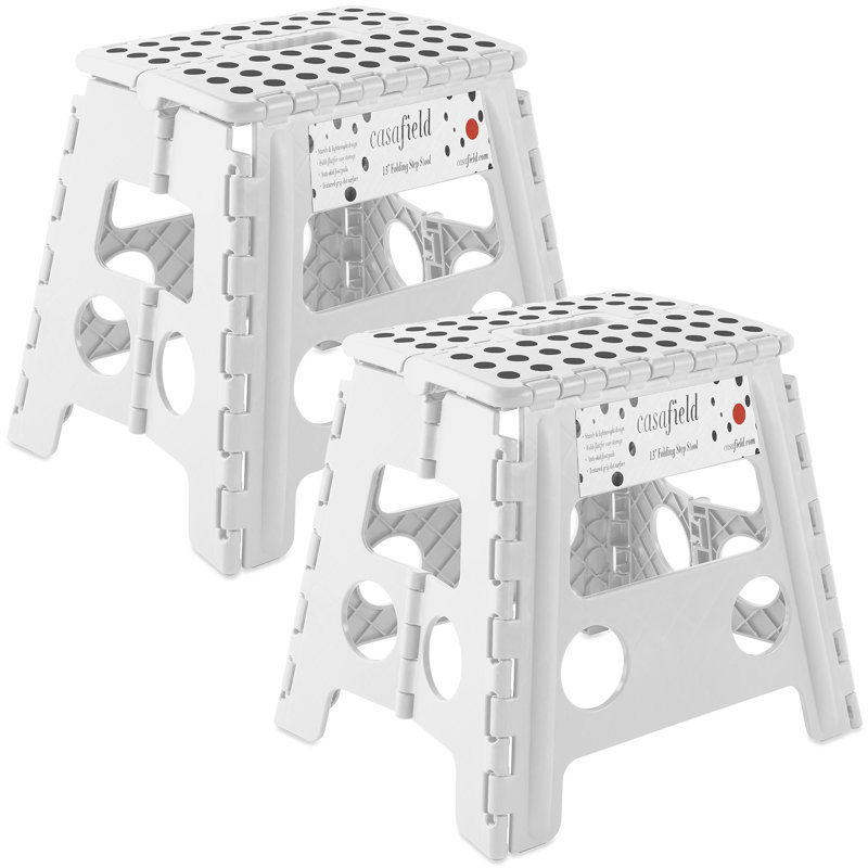 1 - Step Plastic Folding Step Stool, White