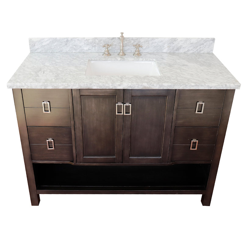 Wilhoit 49'' Single Bathroom Vanity with Top, Silvery Brown/White Carrara