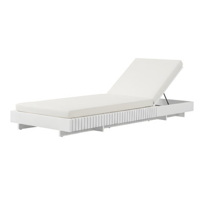 Chaise longue d'extérieur en bois d'acacia Foye avec dossier réglable et coussin hydrofuge