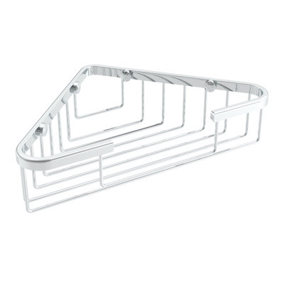 Corner Wall-Mounted Shower Basket - Chrome, Premium Brass Construction, Installation Hardware Included