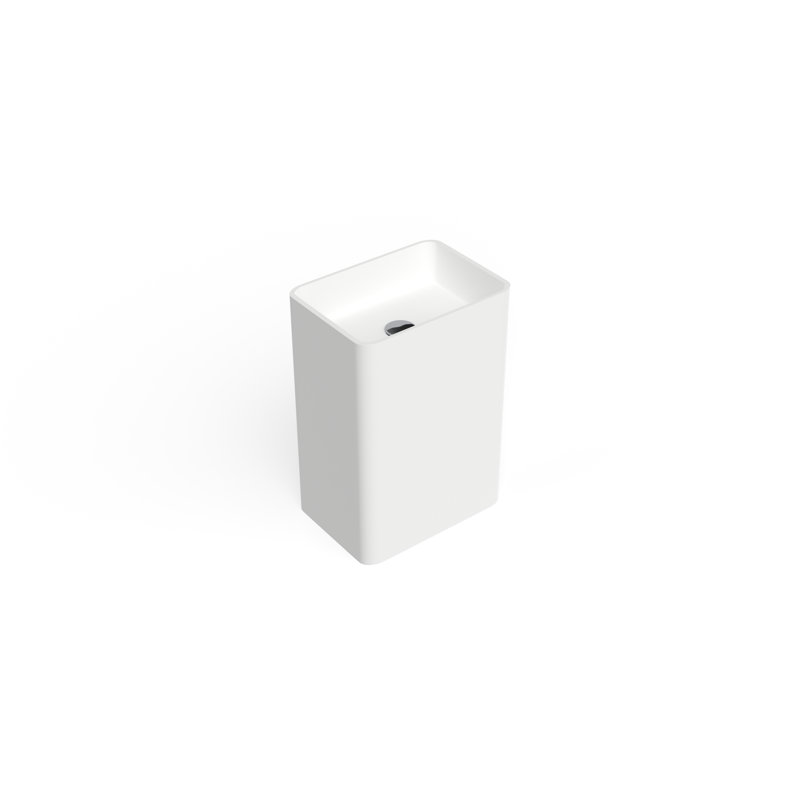 Badeloft Rectangular Stone Resin Freestanding Pedestal Bathroom Sink SB-02-M in Matte White, Matte White