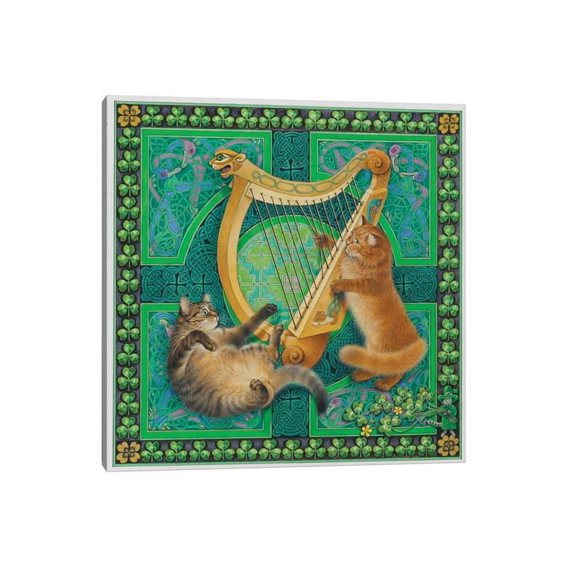 St Patrick's Day With Dandelion & Christie by Ivory Cats - Wrapped Canvas Print, 30.48 cm H x 30.48 cm W