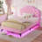 Princess Style Velvet Upholstered Scalloped Platform Bed-2036231795-2024874693