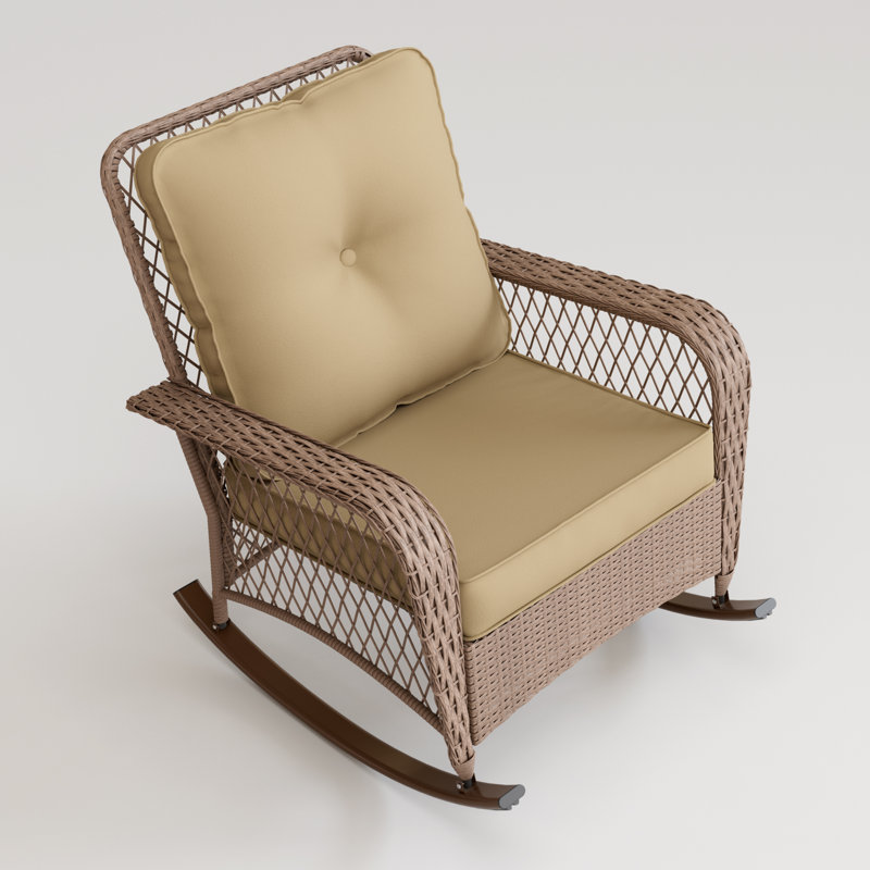 Chaises berçantes de patio avec coussin, Brun, Jaune