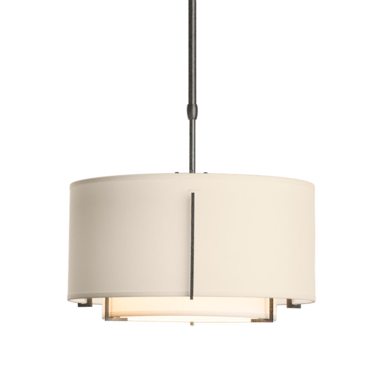 Exos 3 - Light Unique/Statement Drum Chandelier, Natural Anna, 12" H x 28" W x 28" D, Natural Iron