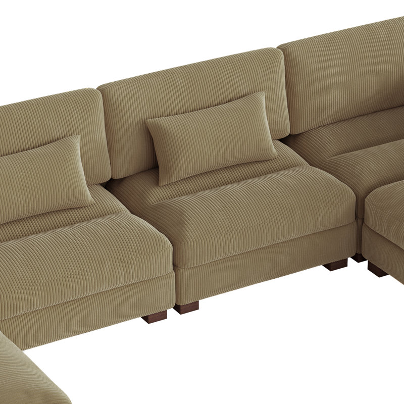 8 Seater Corduroy Corner Sofa , Carmel Corduroy