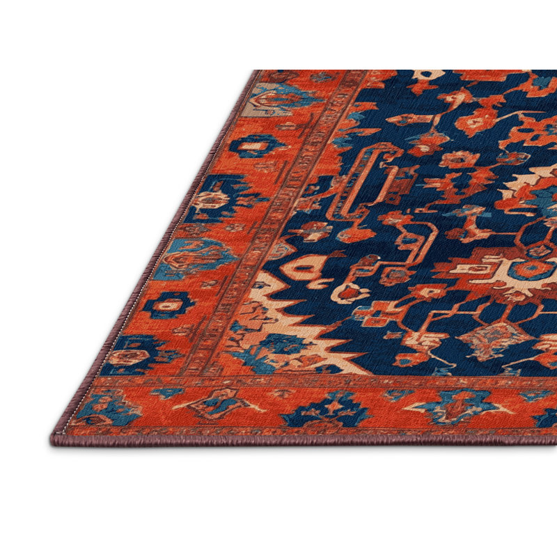 Machine Washable Tabriz Brown Area Rug, Rectangle 5' x 8'