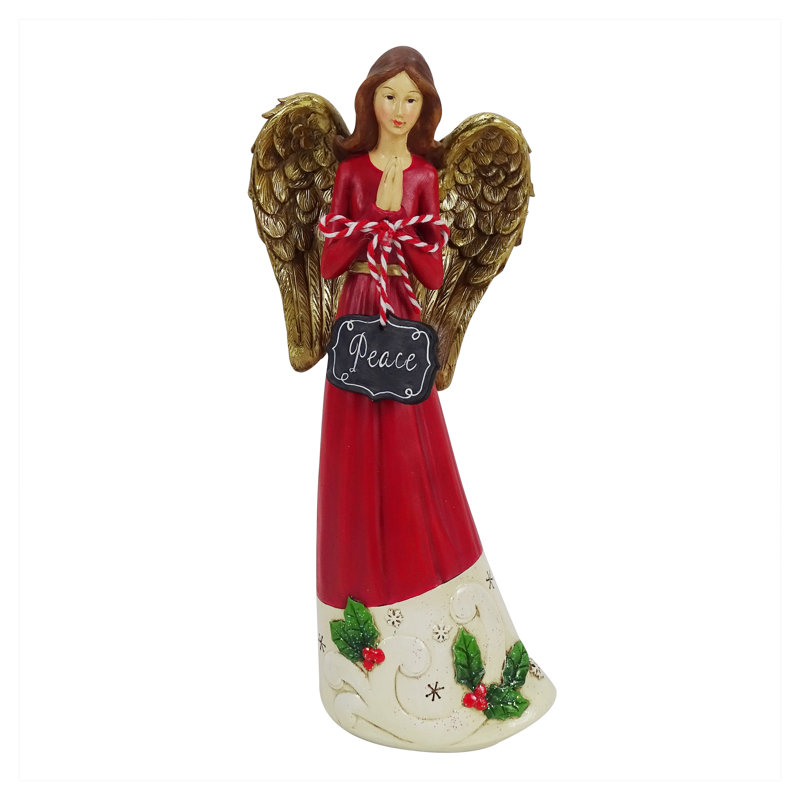 Statue de Noël ange de paix en polyrésine pour ange de Noël 13 po Winston Porter Corporation
