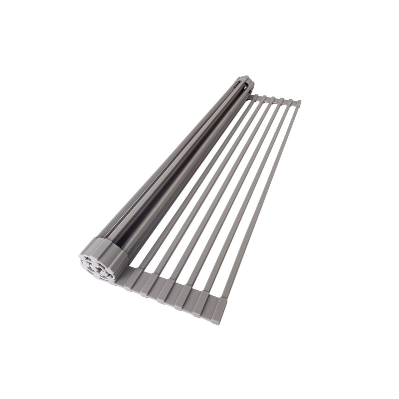 STYLISH Flex 20 inch Over The Sink Roll-up Dish Drying Rack, Gray