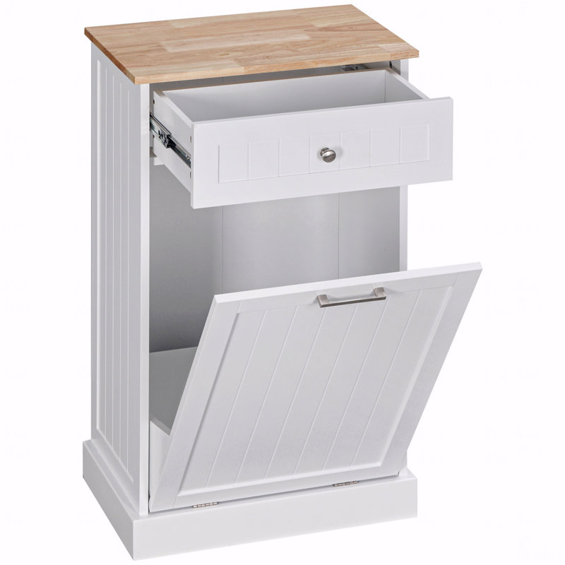 Armoire, avec tiroir, support de poubelle de recyclage autoportant