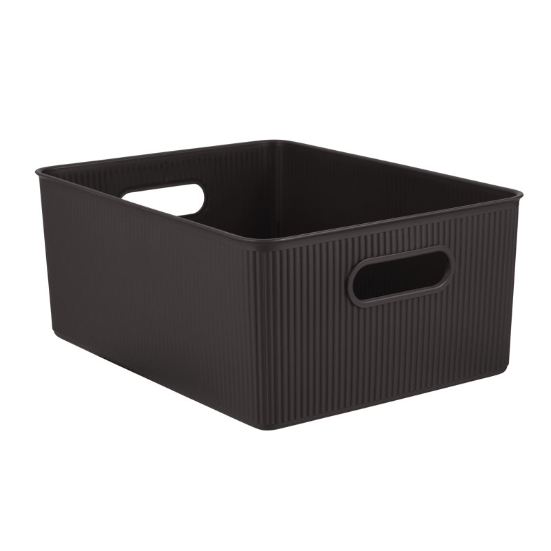 Ensemble de boîtes en plastique nervuré, 1, Brun