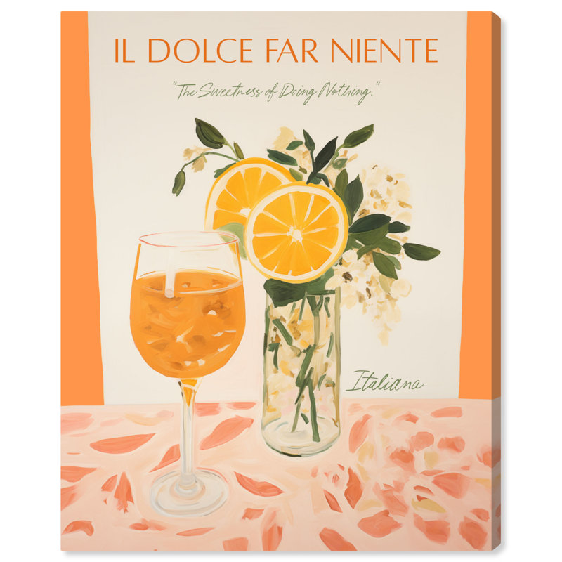 «Dolce Far Niente Retro Summer Drinks», art mural par Art Remedy, H 45 po x l 36 po, Toile tendue