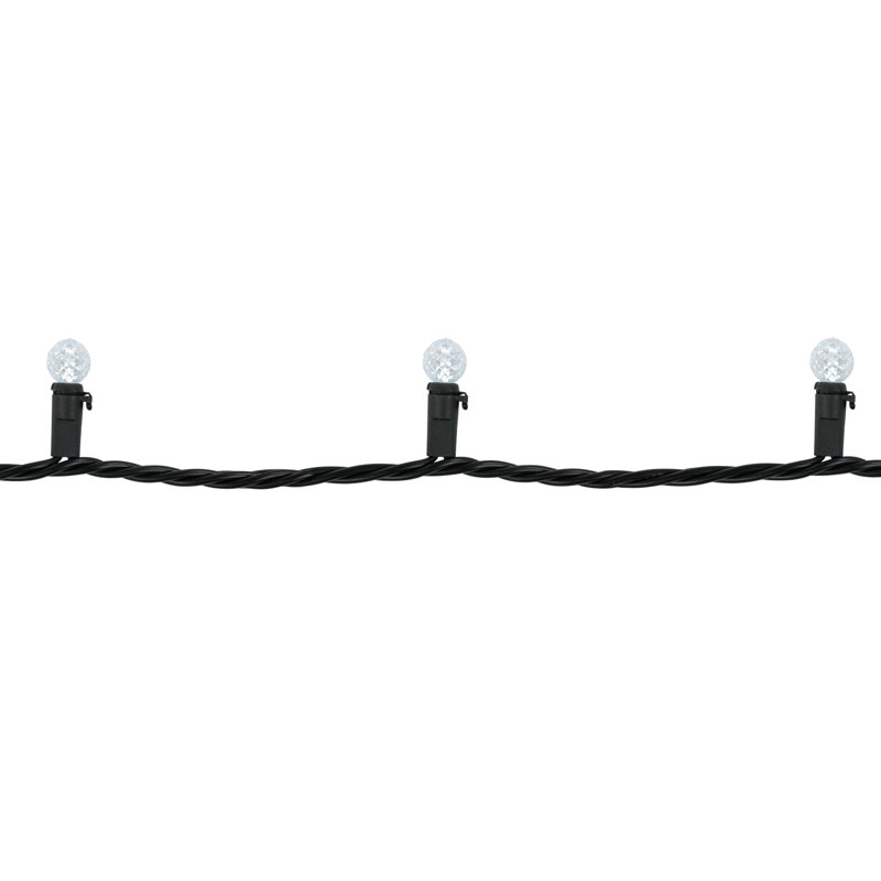Lumières de Noël DEL G12 Berry - fil noir 16 pi - 50 carats, Blanc pur