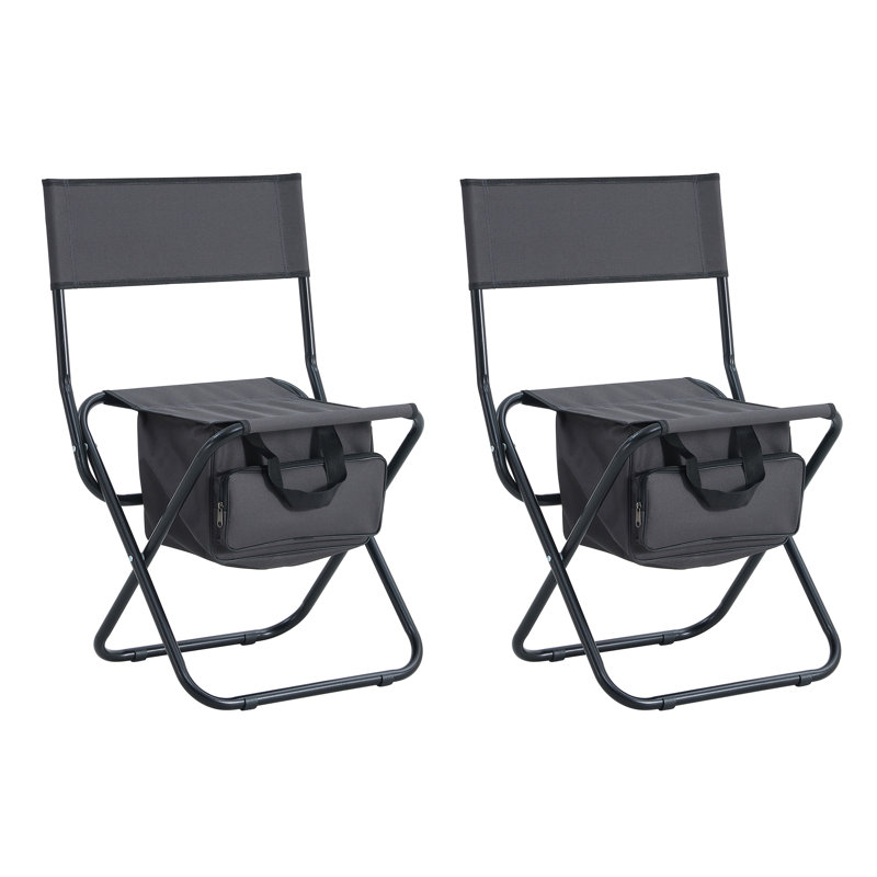 Ensemble de 2 chaises pliantes Inbox Zero Howzell, gris