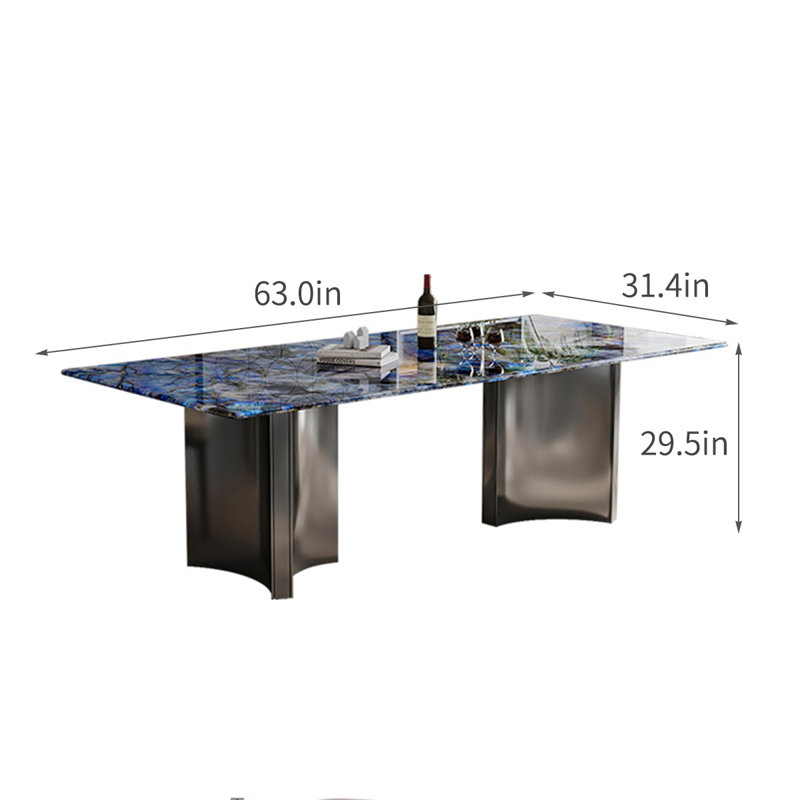 Modern Luxury Microlite Stone Dining Table, 29.5"H x 63"L x 31.4"W