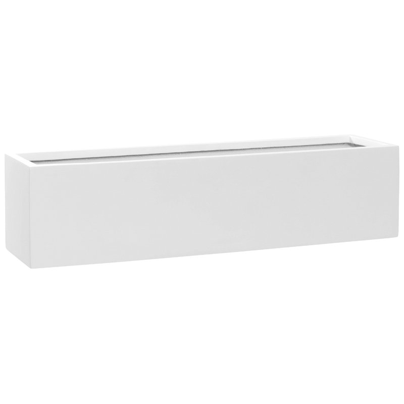 Boîte à fleurs en pierre, H 19,7 po x l 7,9 po x P 7,9 po, Blanc mat