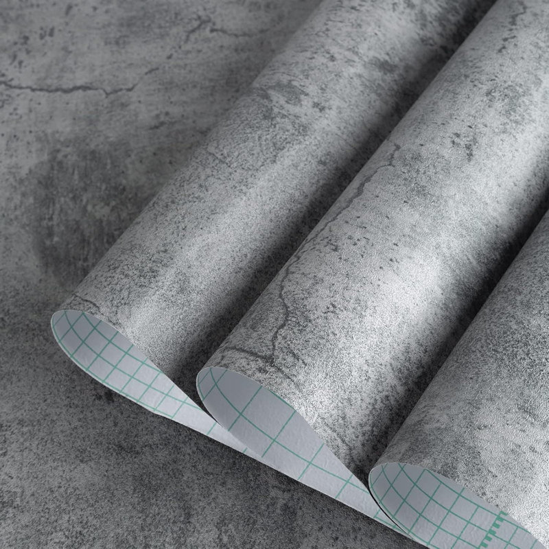 Papier peint auto-adhésif en béton de vinyle, papier peint autocollant résistant à la chaleur et imperméable pour comptoirs, armoires, murs, meubles, finition industrielle gris mat