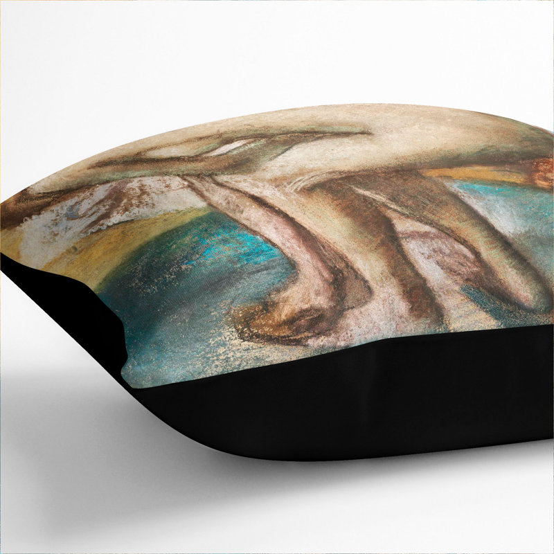 Nude Woman Bathing Square Throw Cushion, Black, 55cm H x 55cm W x 20cm D