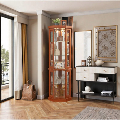 Display Case with Built-in Lighting for Collectibles and Wine Storage