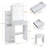 White Vanity Table With LED Lights And Sliding Mirror Makeup Set With Stool