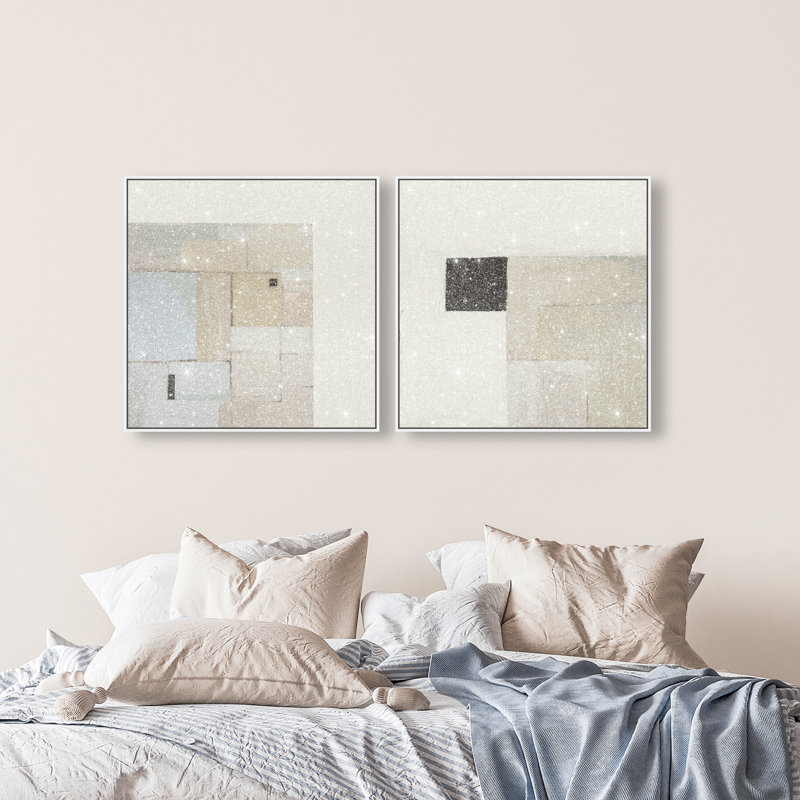 Soft Roughness Set Canvas Abstract Print by Oliver Gal, Black Frame, 12 x 12, 31"H x 31"W, White Floater Frame