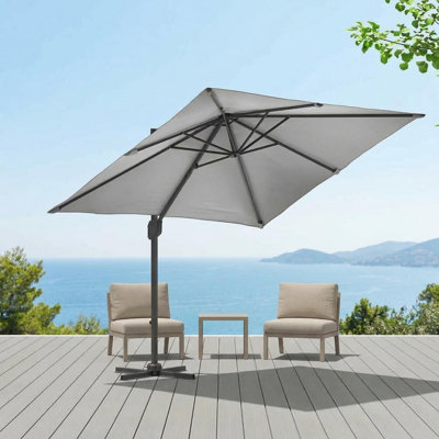 Square Cantilever Patio Umbrella with 360° Rotation, Outdoor Offset Market Umbrella with UV Protection for Patio Garden Pool Deck Shade