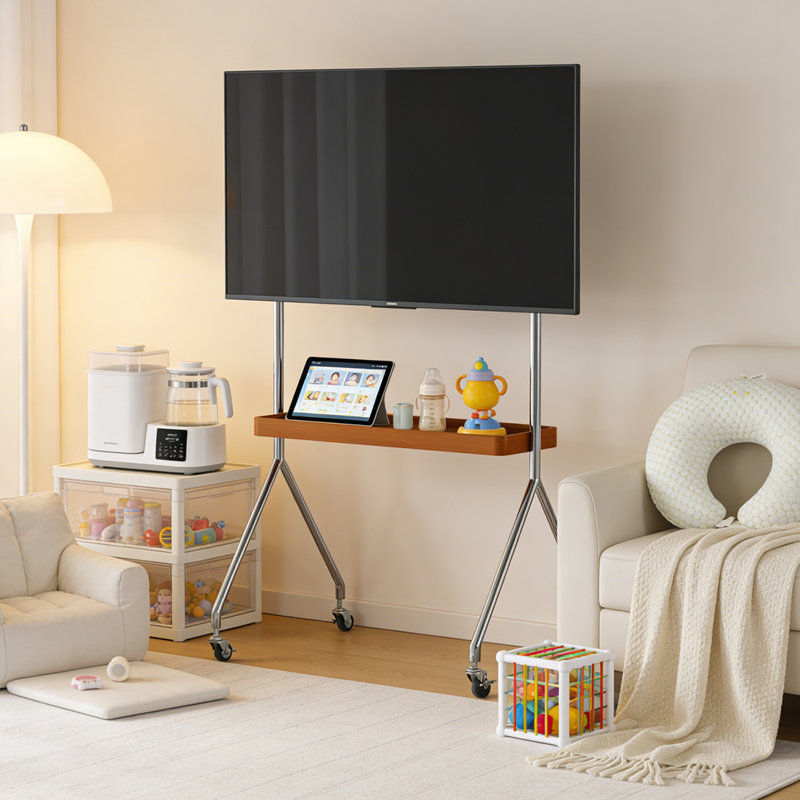 Meuble télé ajustable avec support et tablette pour écrans de 32 à 70 po, Ambre
