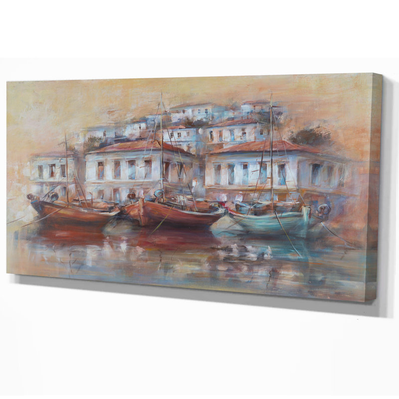 «Calm Sea with Boat», impression, H 16 po x l 32 po x P 1 po, Toile tendue