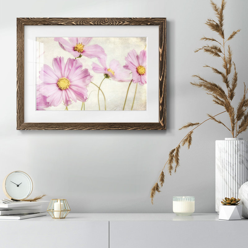 «Pink Cosmos I» - reproduction d'un seul cadre photo, Noyer, H 14 po x l 20 po