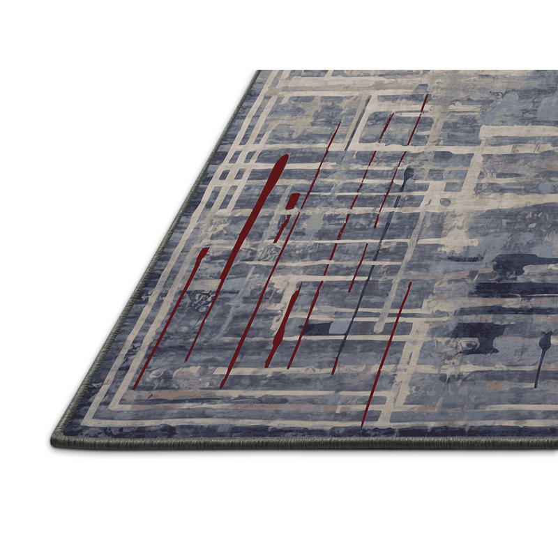 Tapis gris soyeux et moelleux, Rectangle de 5 pi x 8 pi