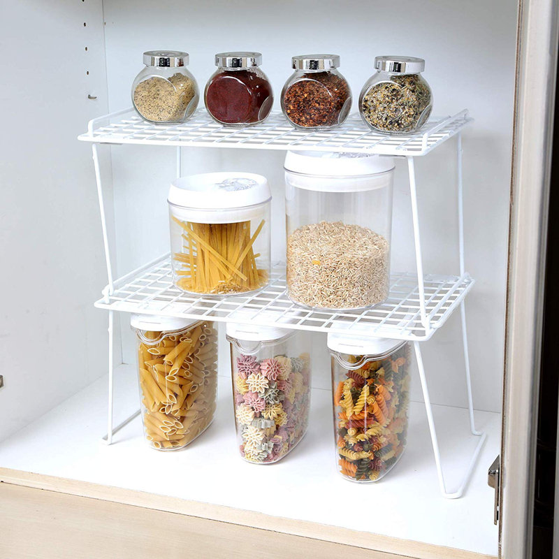 Large White Metal Stacking Cabinet Shelf Rack