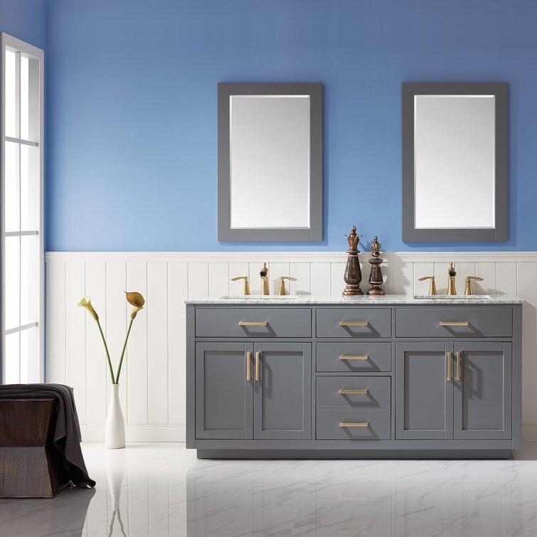 Ellia 72in Navy Blue Dual Sink Bathroom Vanity