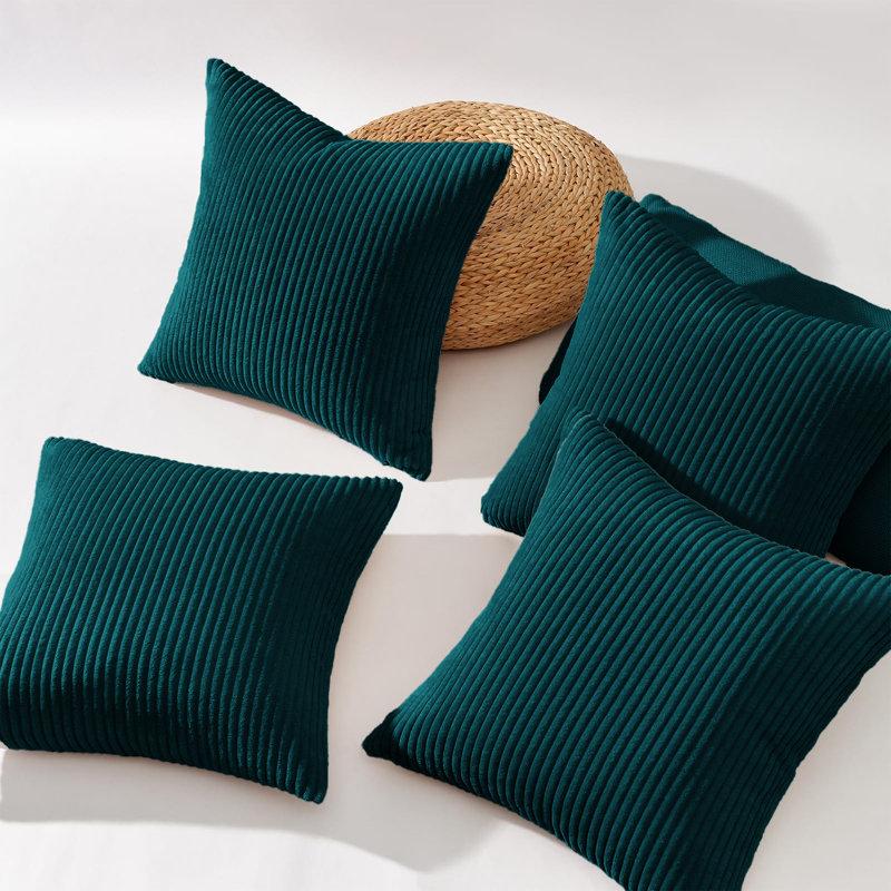 Striped Square Cushion Pad, Teal