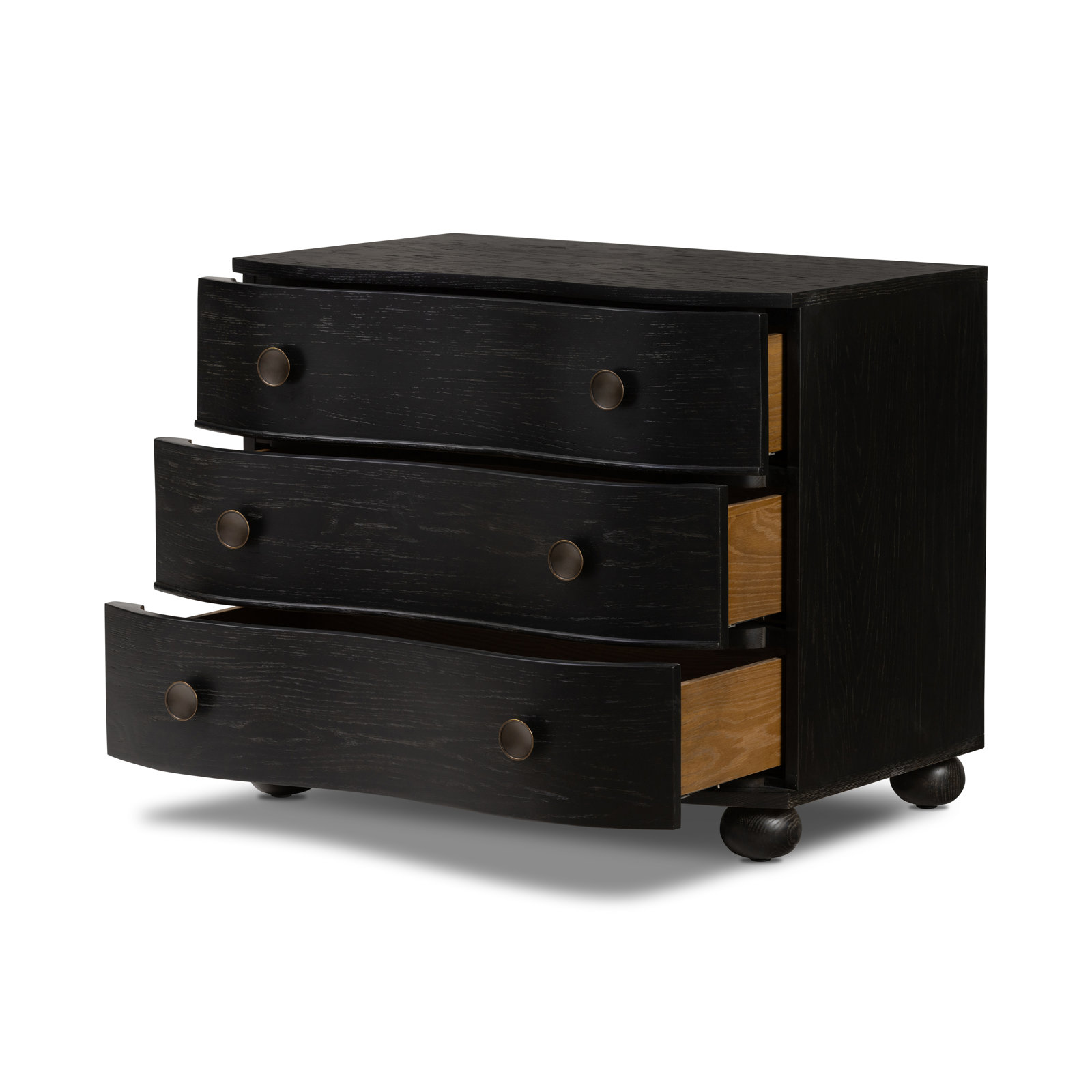 Tariel Oak Nightstand, Distressed Black