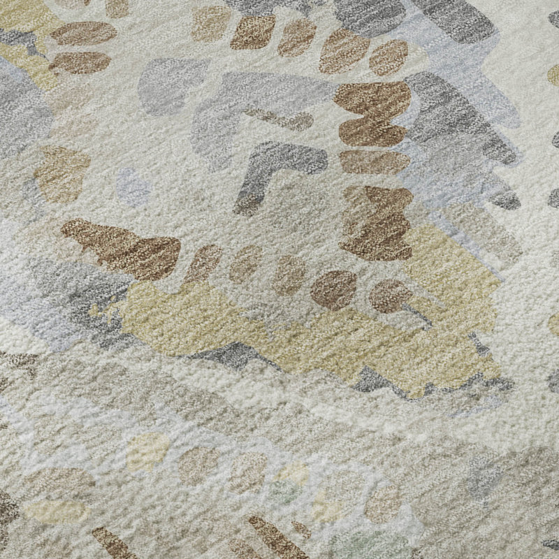 Premium Machine Washable Celis AMF1326 Diamonds Rug, Round 8'