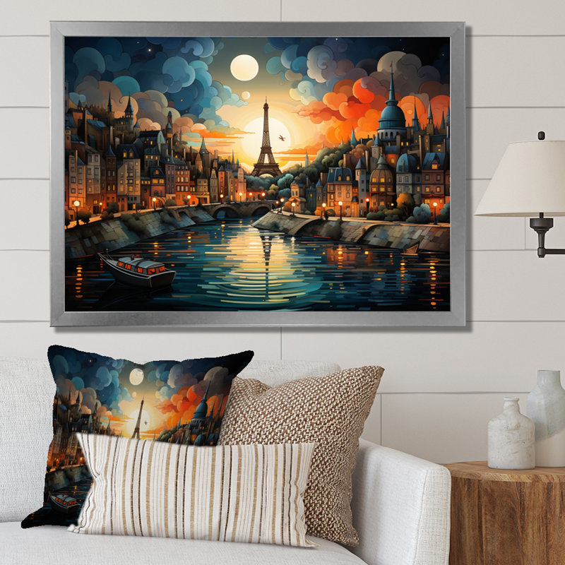 Mar treize Paris City of Lights III - impression, H 24 po x l 32 po x P 1 po, Cadre simple argenté