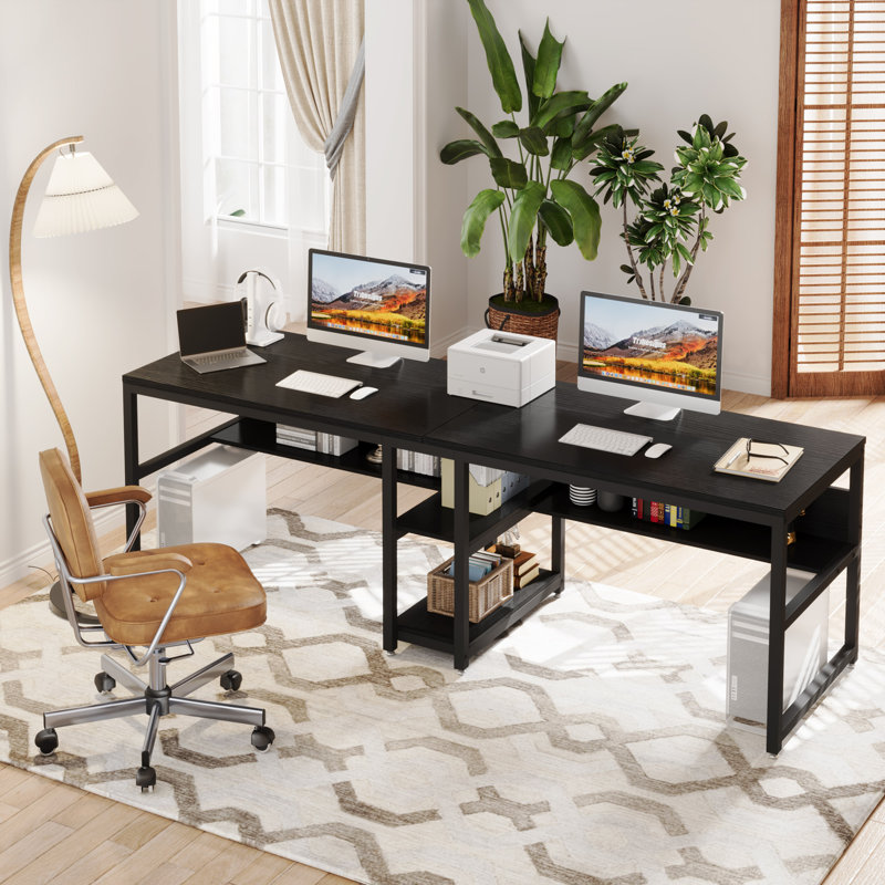 Oviya Metal Base Computer Desk, Black