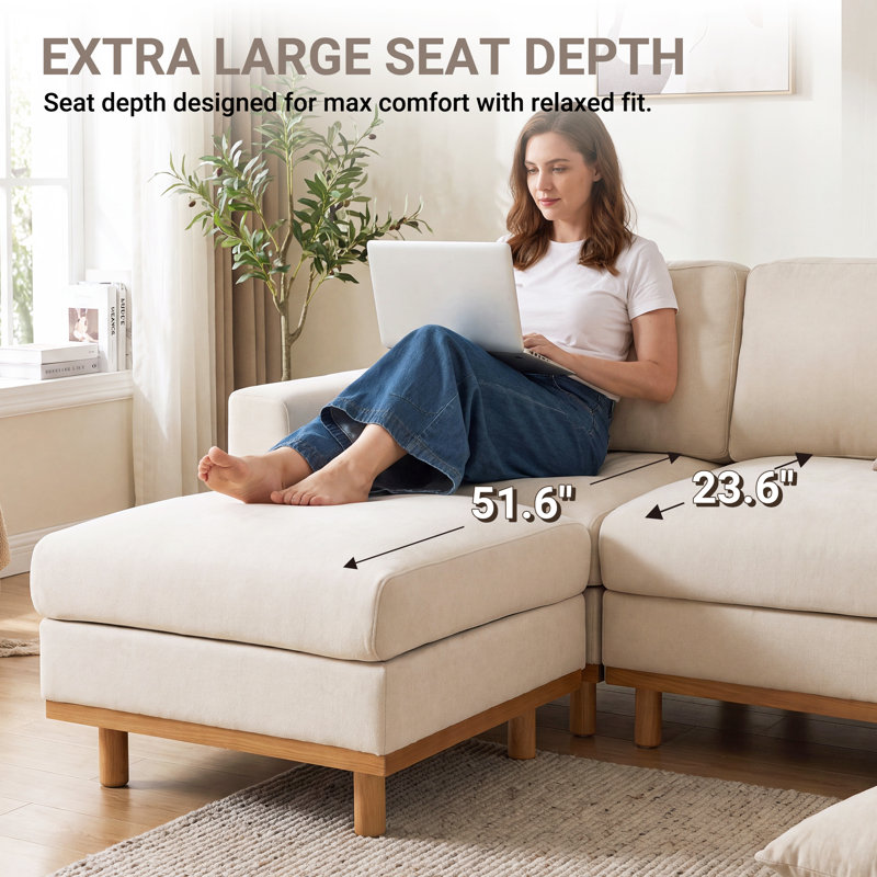 Milsap Ottoman Modular Sectional Sofa, Beige