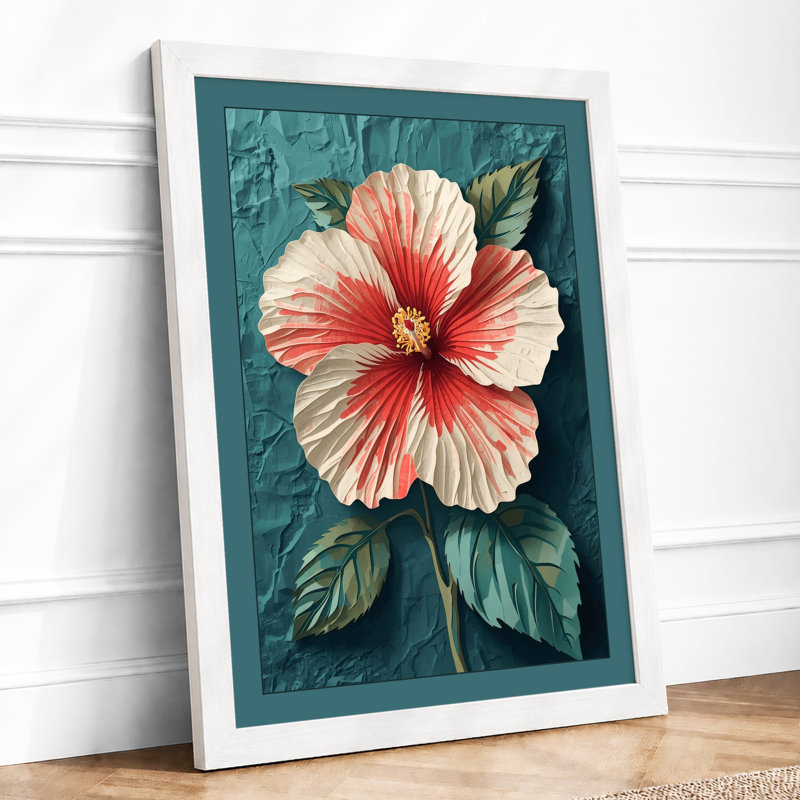 Hibiscus Study Botanical - Framed Print, A2 - 59.4 x 42.0 cm, White