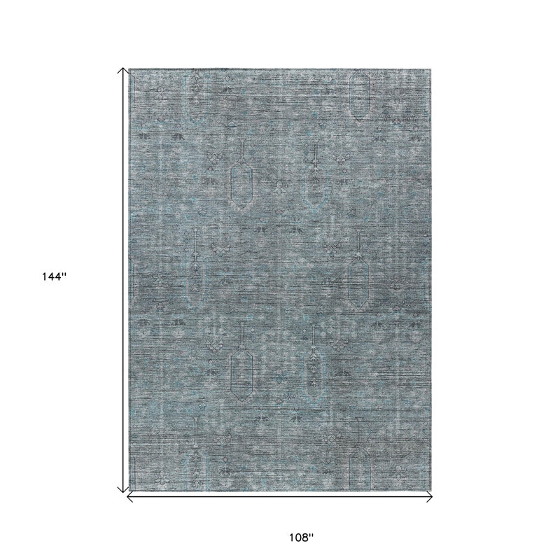 Tapis bleu sarcelle et gris 9 pi x 12 pi