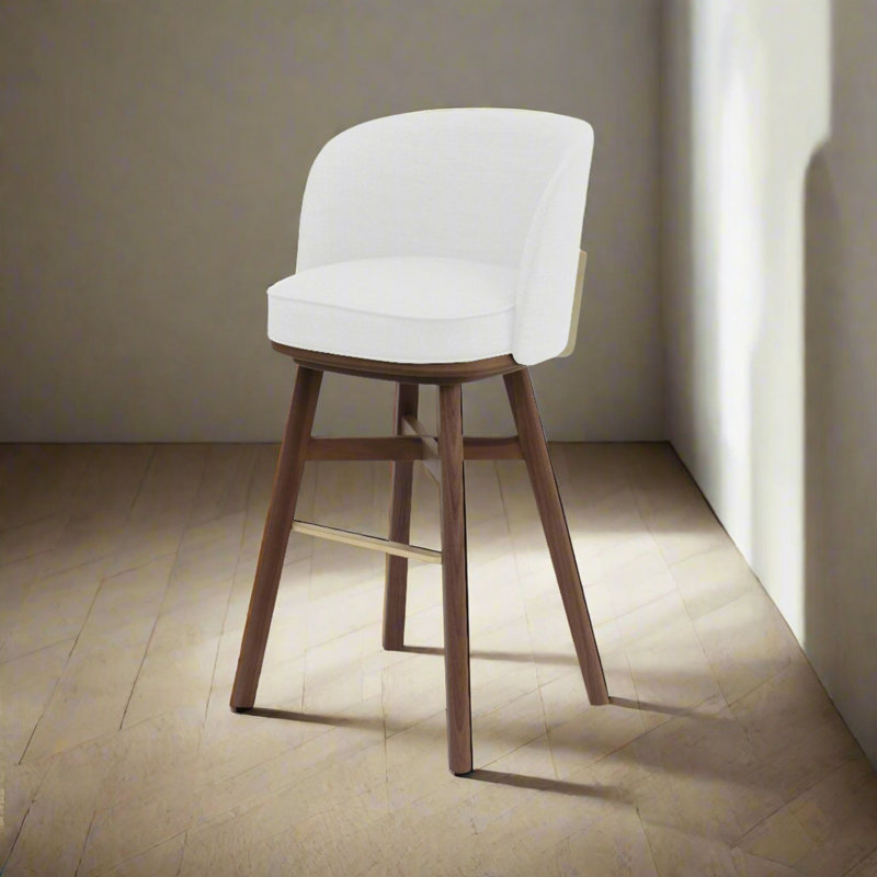 Chaise de bar pivotante Mr.B, Natural Walnut, L493 Huître Sanfor 0021