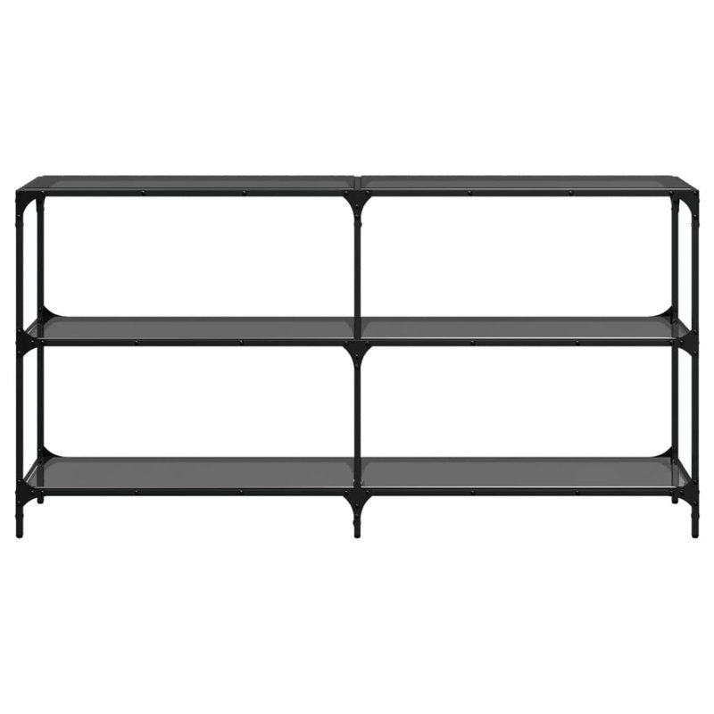 Console Table With Glass Top Steel, Black Glass, 81cm H x 158.5cm W x 30cm D