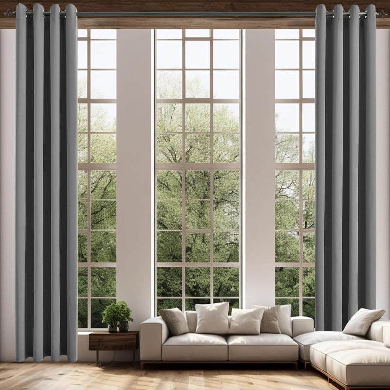 Marcenia Polyester Blend Blackout Single Curtain Panel, Black