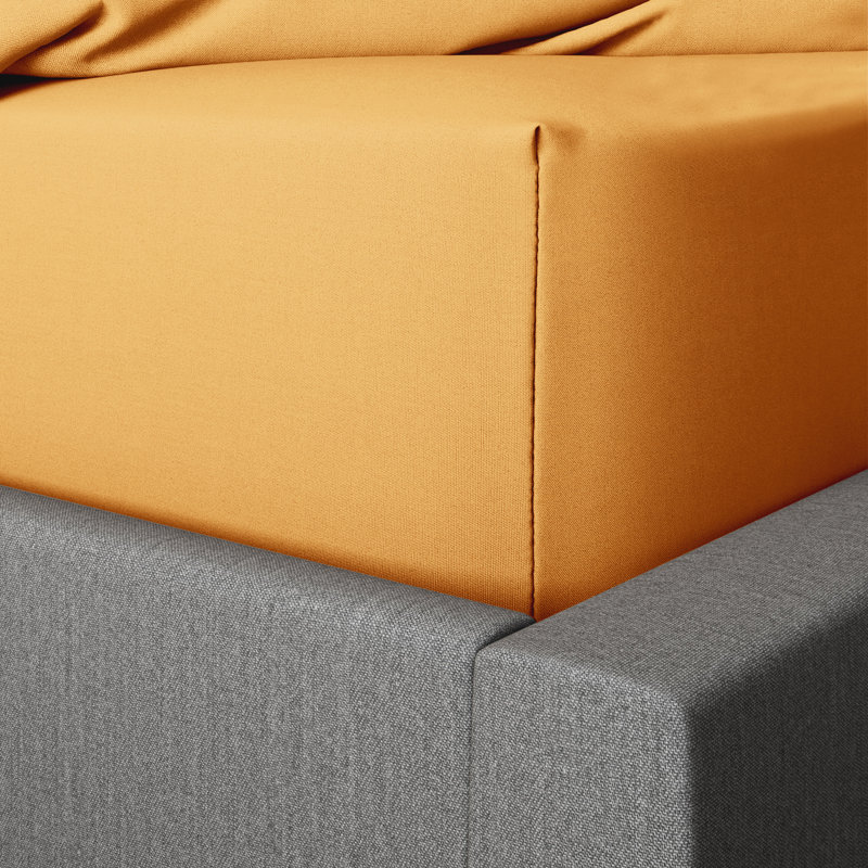 Kyonna 200 Thread Count Microfiber Brushed 25cm Fitted Sheet, Super King (6'), Ochre
