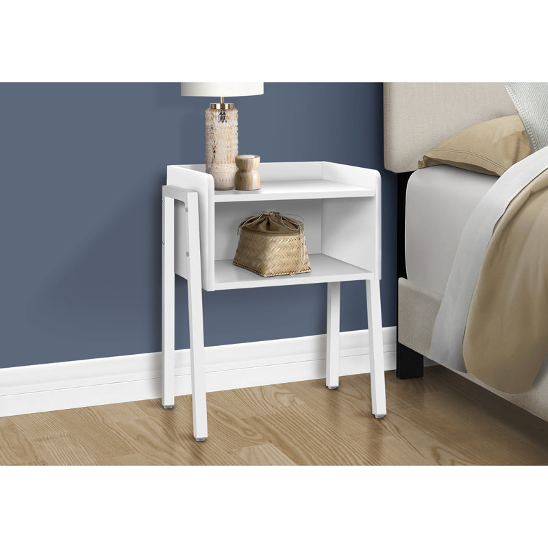 Table d'appoint contemporaine en blanc avec construction robuste et option de rangement